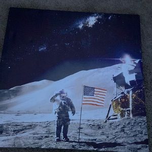 First Moon Astronaut Landing Painting Canvas Frame